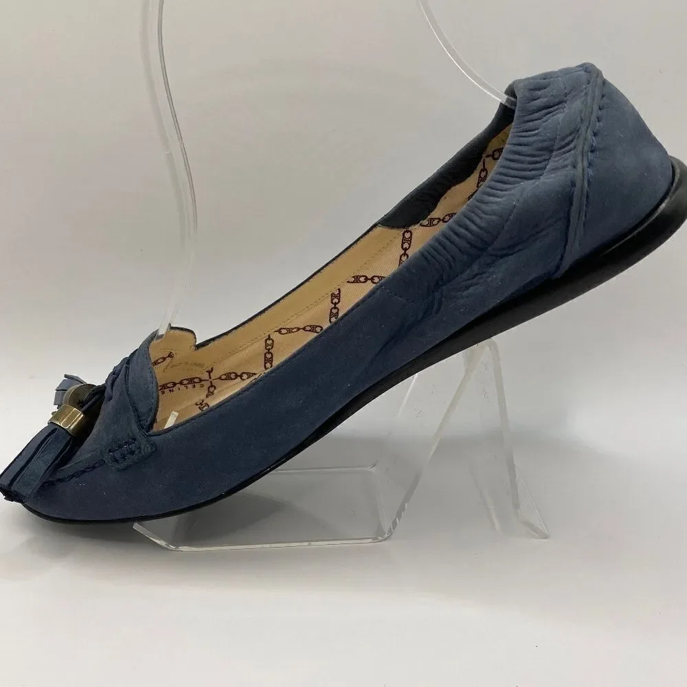 Celine Iconic Blue Suede Loafers With Tassel Size 38